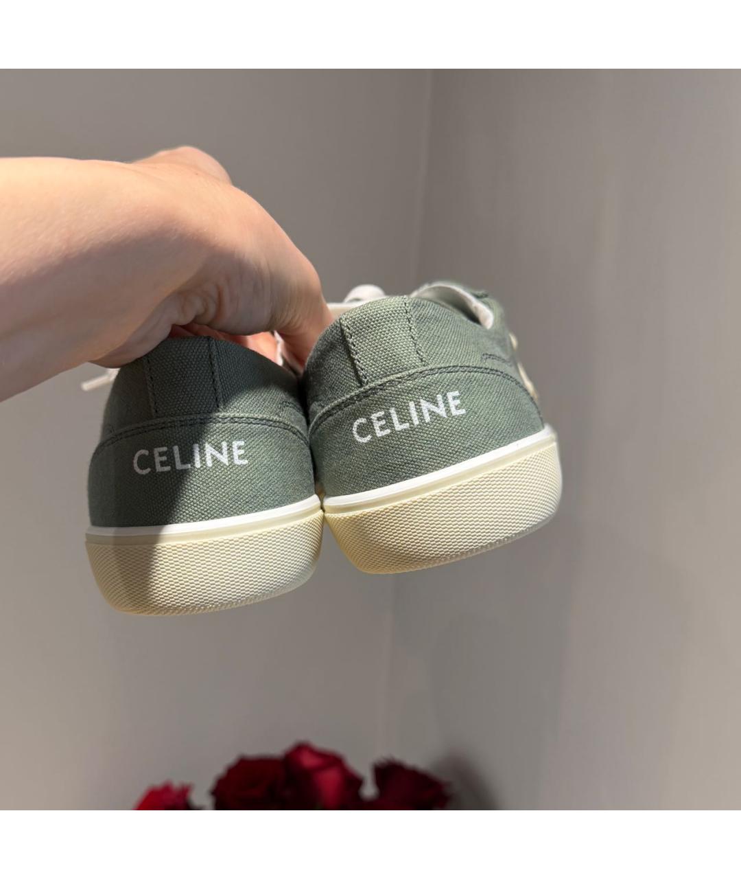 CELINE Бирюзовые текстильные кеды, фото 2