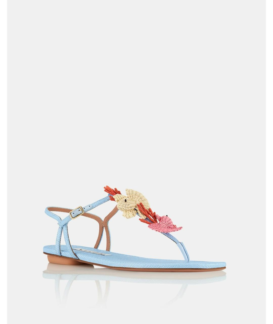 AQUAZZURA Голубые текстильные сандалии, фото 2