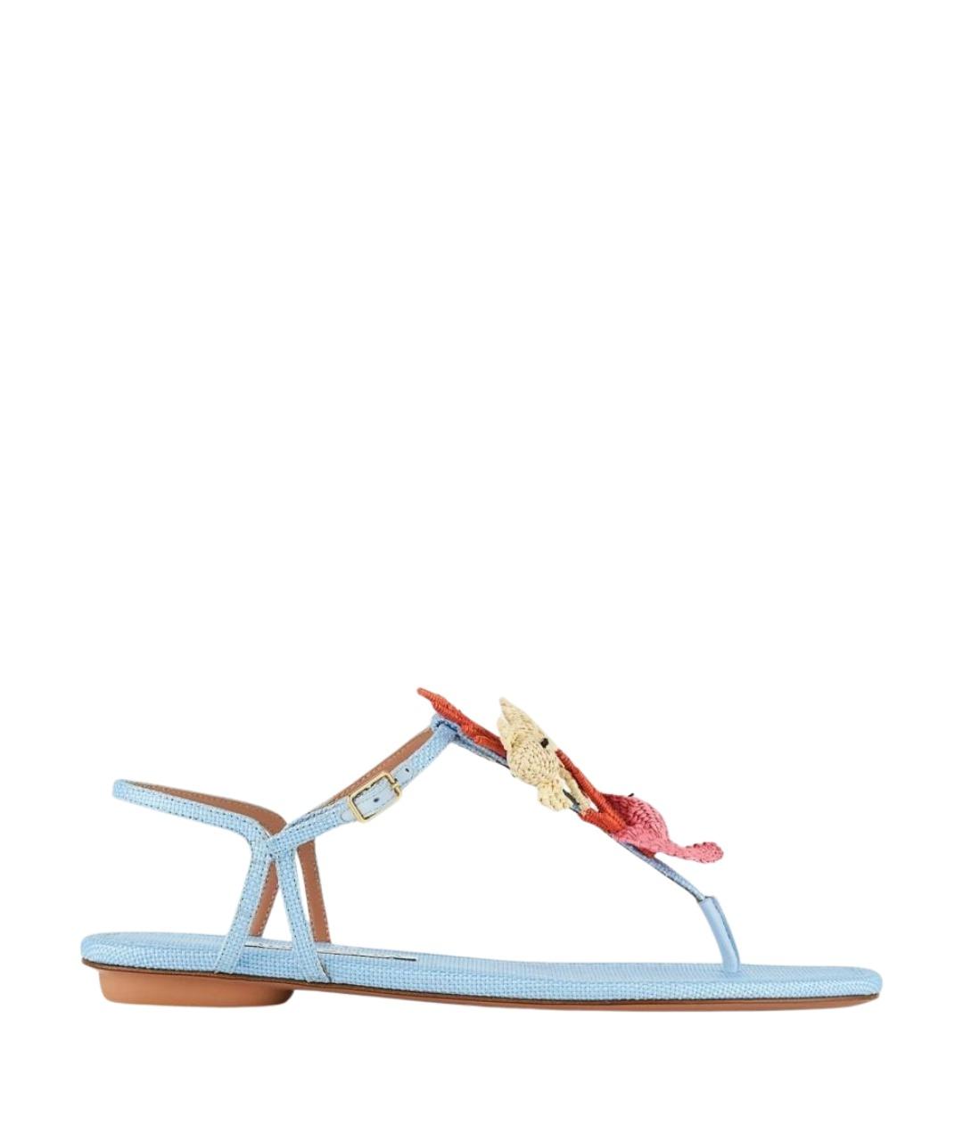 AQUAZZURA Голубые текстильные сандалии, фото 1