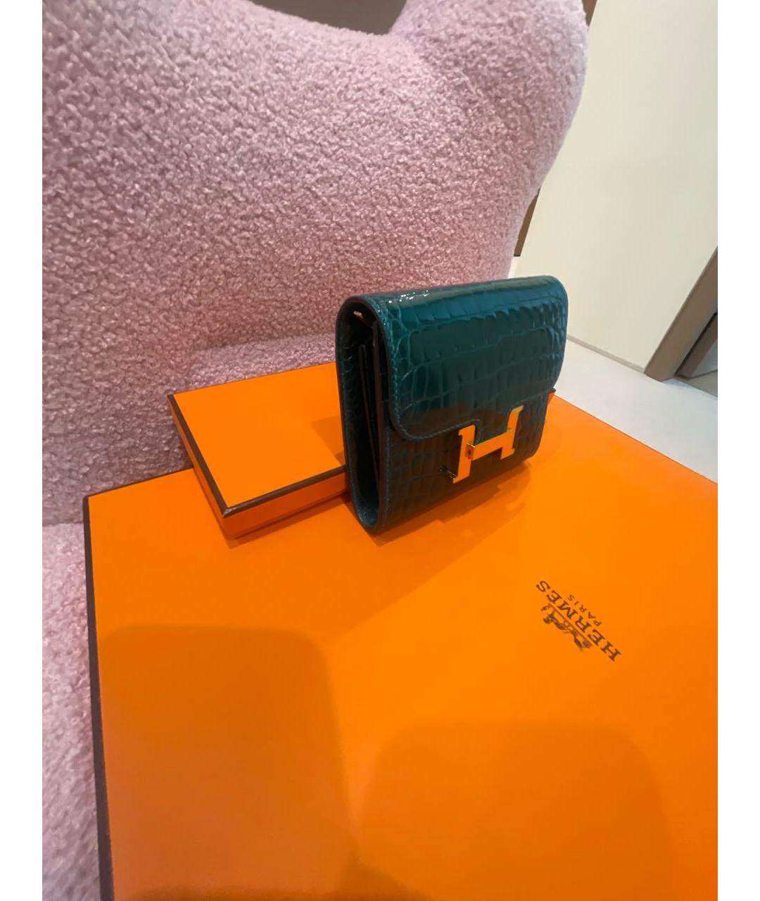 HERMES Зеленый кошелек из экзотической кожи, фото 2