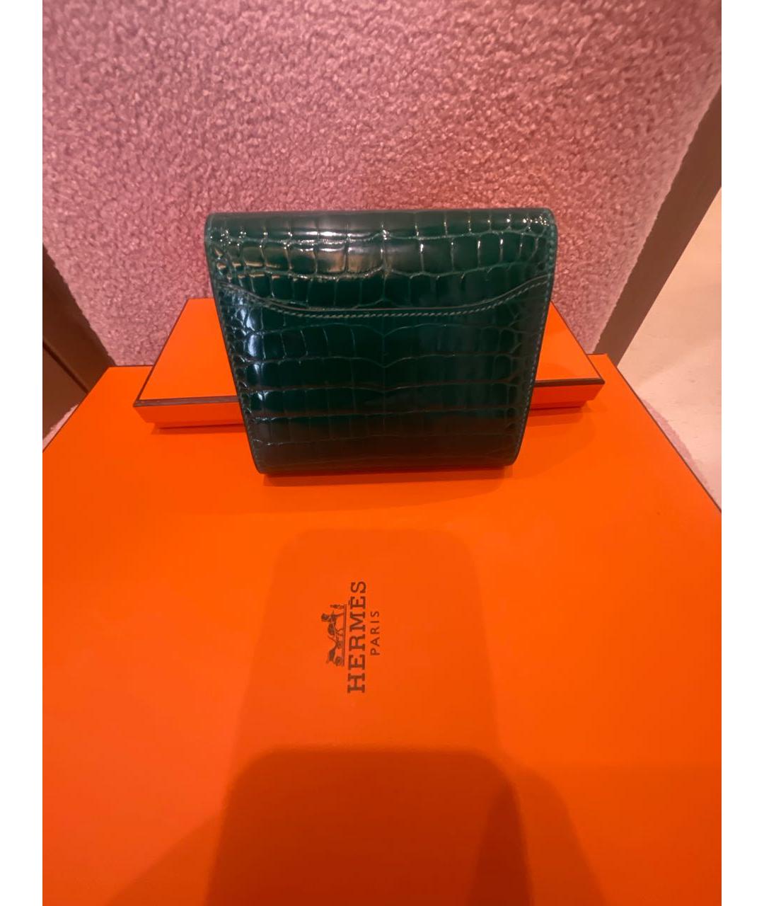 HERMES Зеленый кошелек из экзотической кожи, фото 3