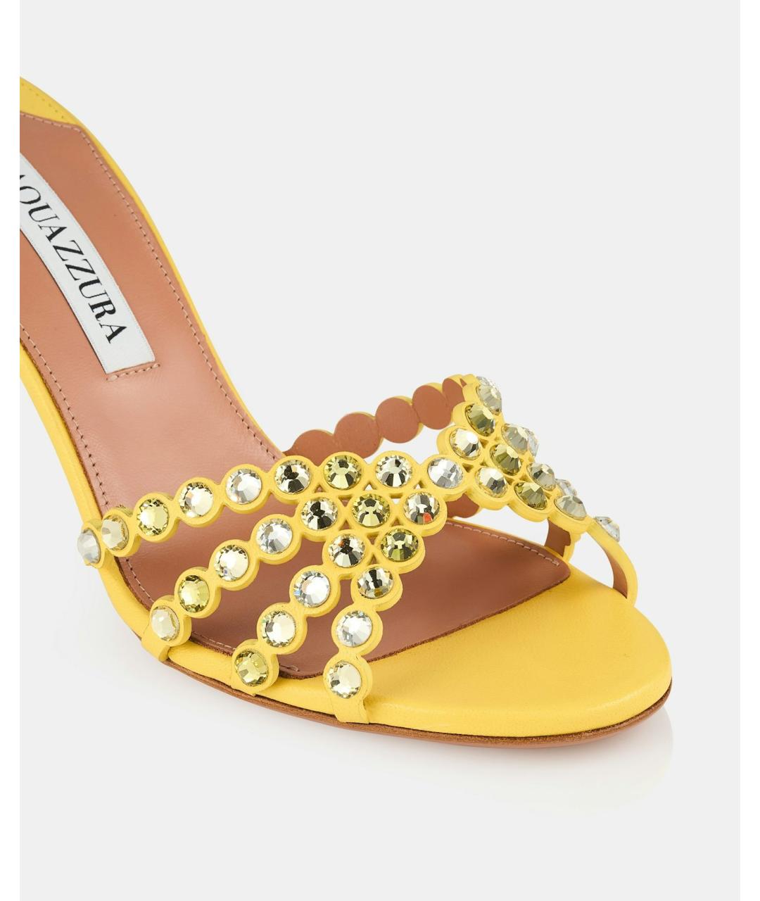 AQUAZZURA Желтые кожаные мюли, фото 3