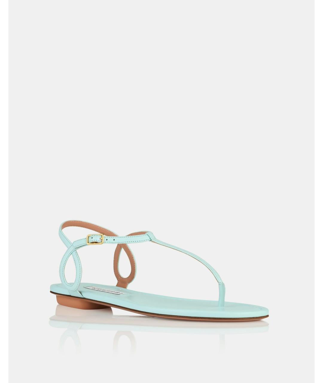 AQUAZZURA Бирюзовые кожаные сандалии, фото 2