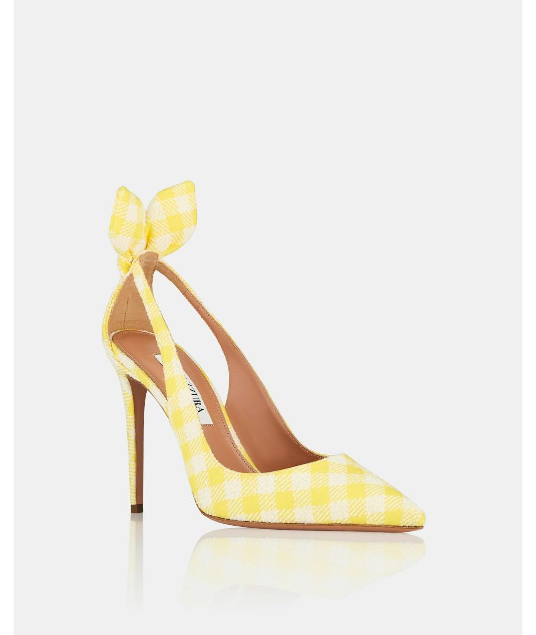 AQUAZZURA Желтые текстильные туфли, фото 2