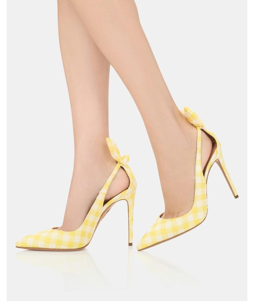 AQUAZZURA Желтые текстильные туфли, фото 4