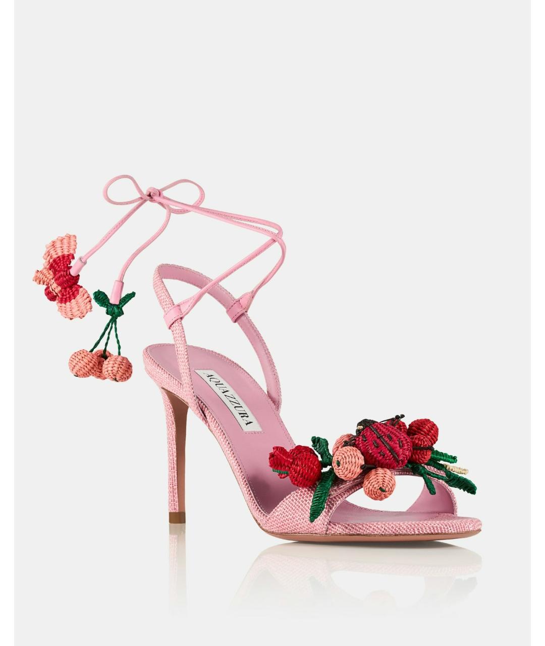 AQUAZZURA Розовые текстильные босоножки, фото 6