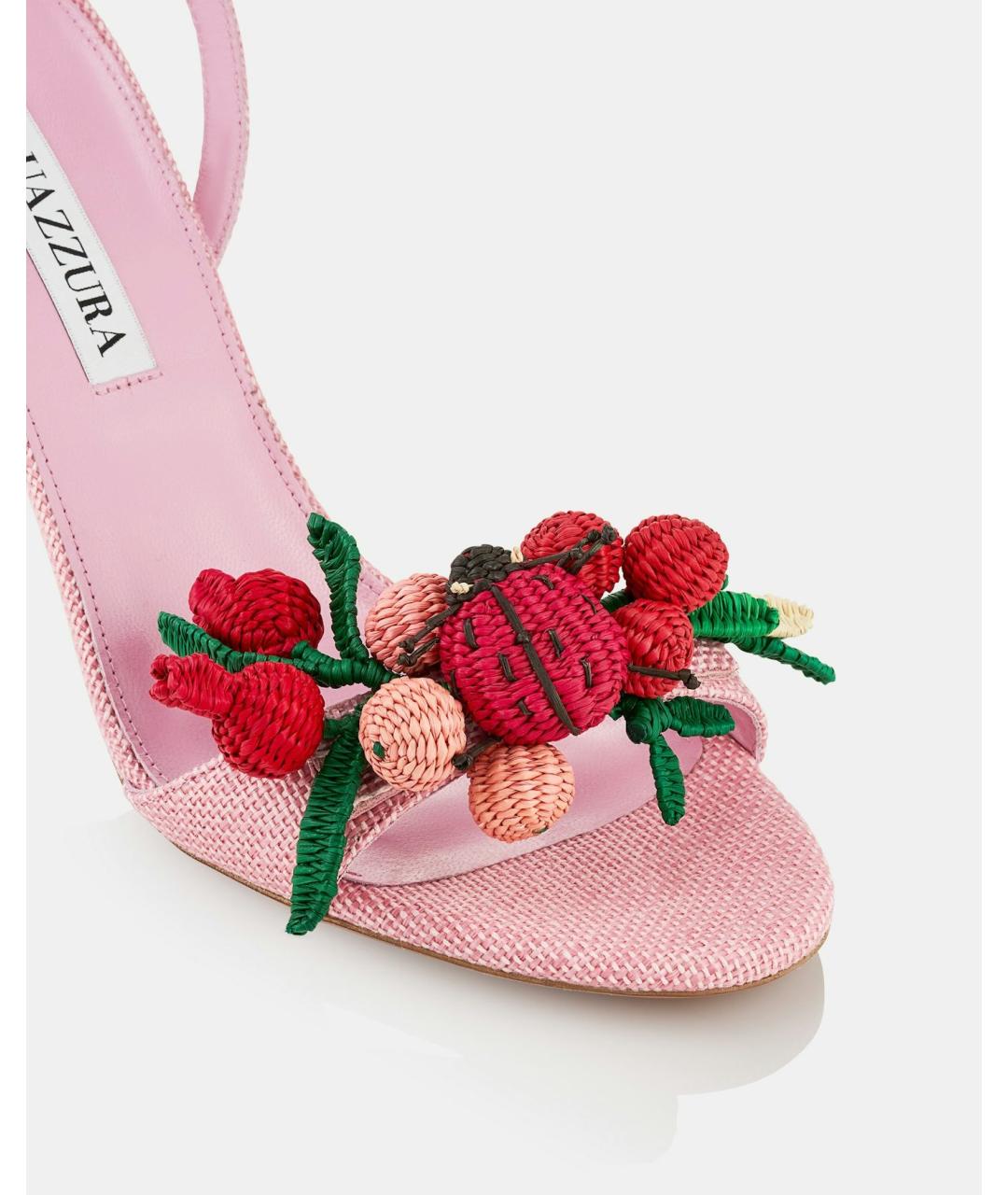 AQUAZZURA Розовые текстильные босоножки, фото 2