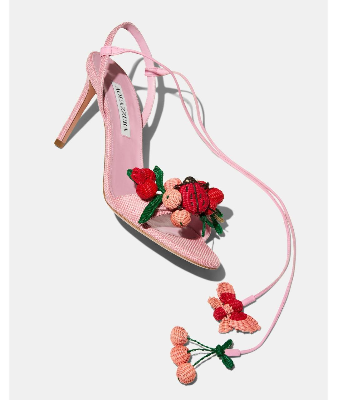 AQUAZZURA Розовые текстильные босоножки, фото 5