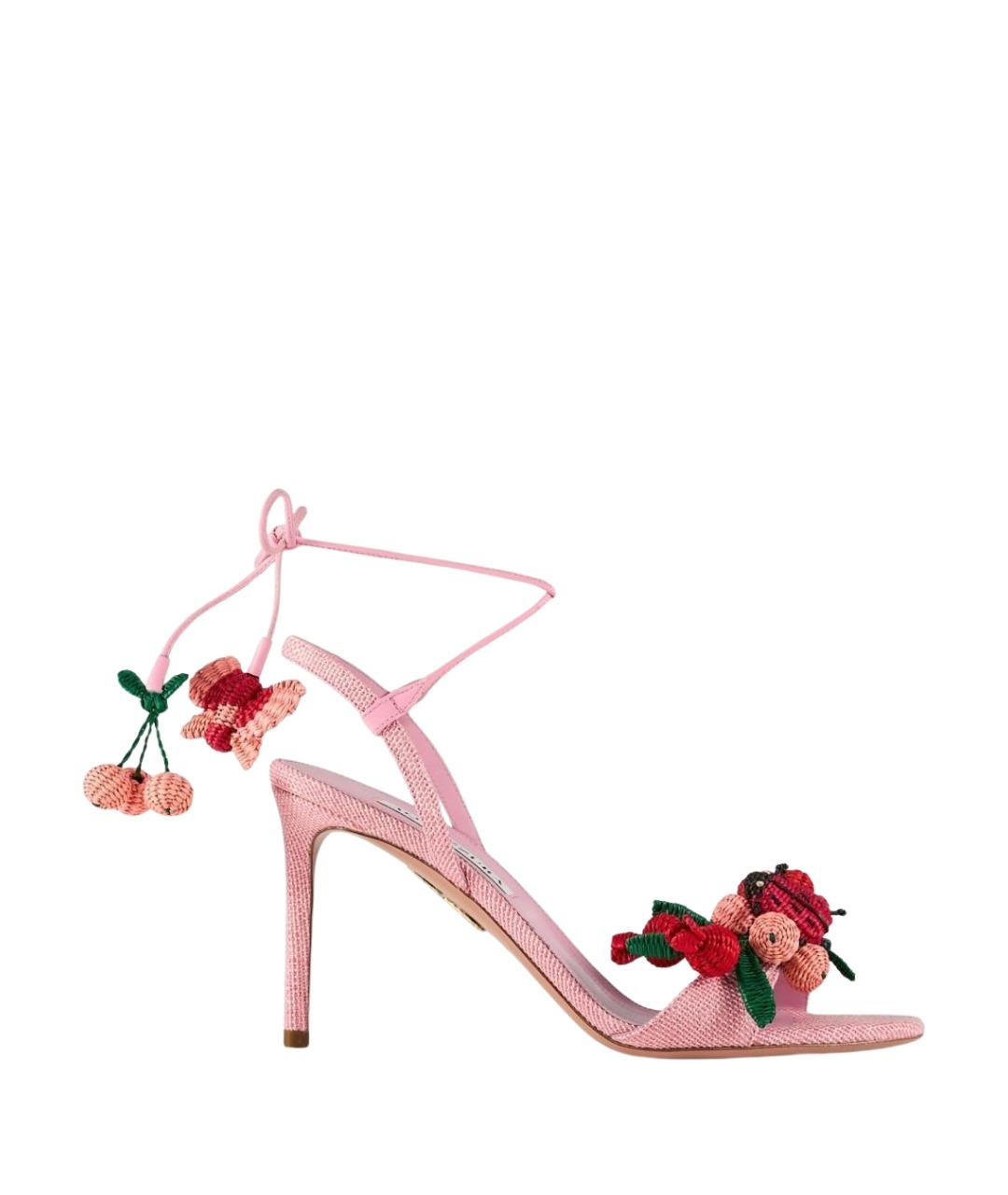 AQUAZZURA Розовые текстильные босоножки, фото 1