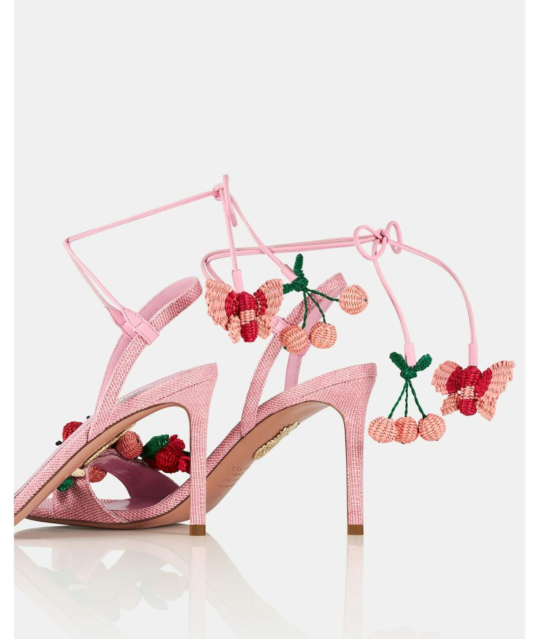 AQUAZZURA Розовые текстильные босоножки, фото 4