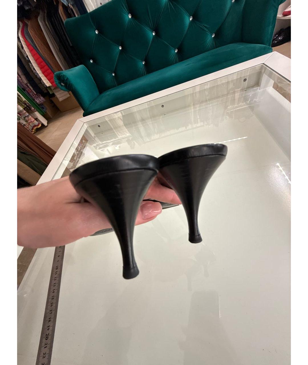 SAINT LAURENT Черные кожаные сабо, фото 6