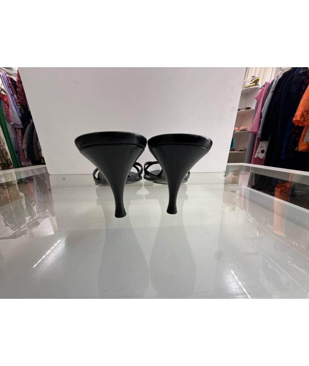 SAINT LAURENT Черные кожаные сабо, фото 4