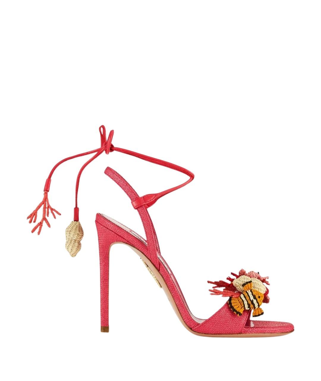 AQUAZZURA Коралловые текстильные босоножки, фото 1