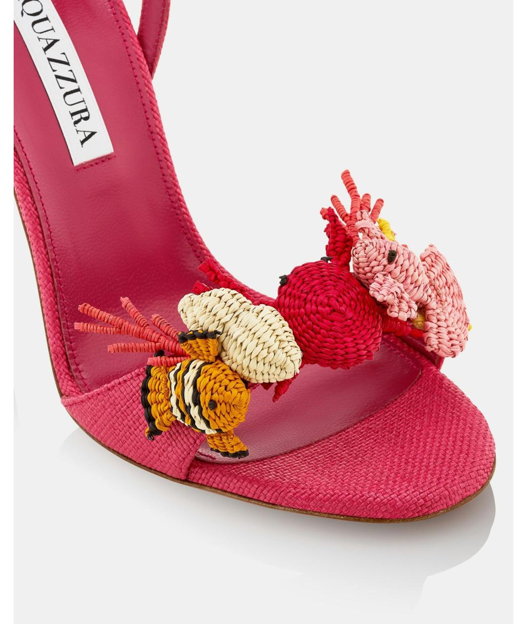 AQUAZZURA Коралловые текстильные босоножки, фото 5
