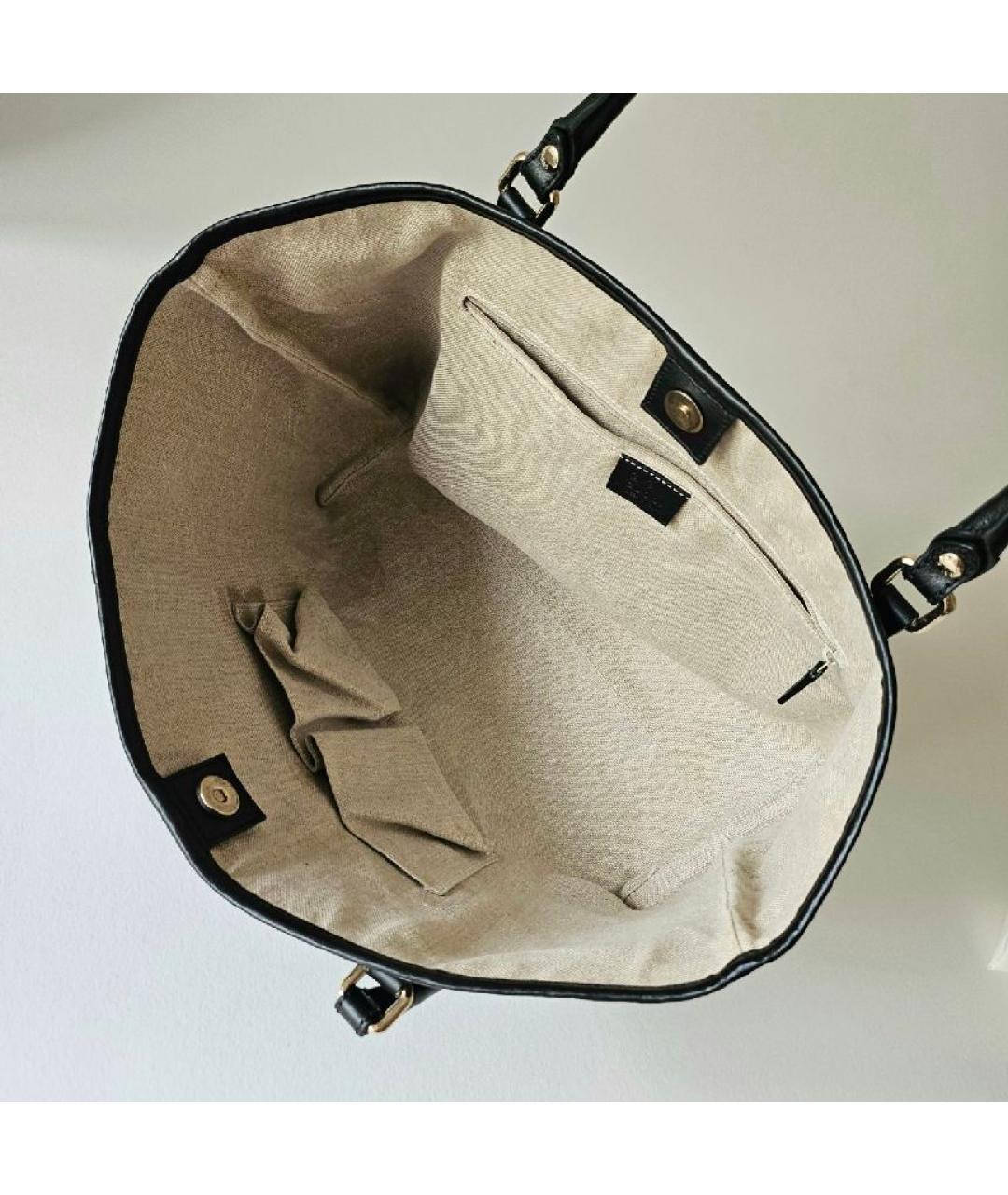 GUCCI Черная кожаная сумка тоут, фото 5