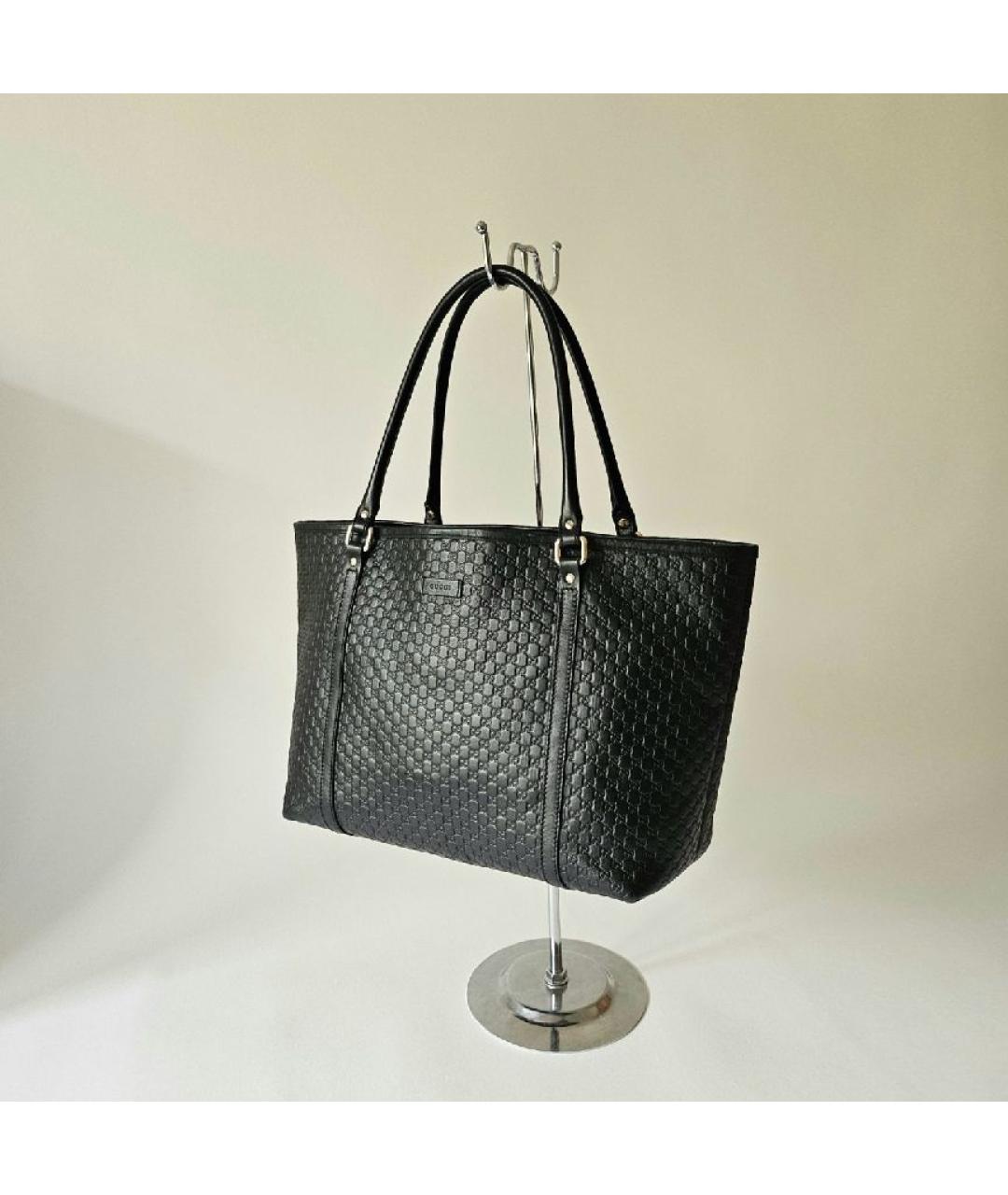 GUCCI Черная кожаная сумка тоут, фото 2