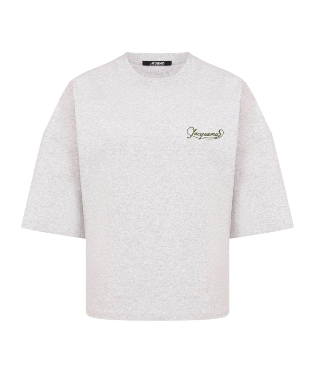 JACQUEMUS Серая хлопковая футболка, фото 1
