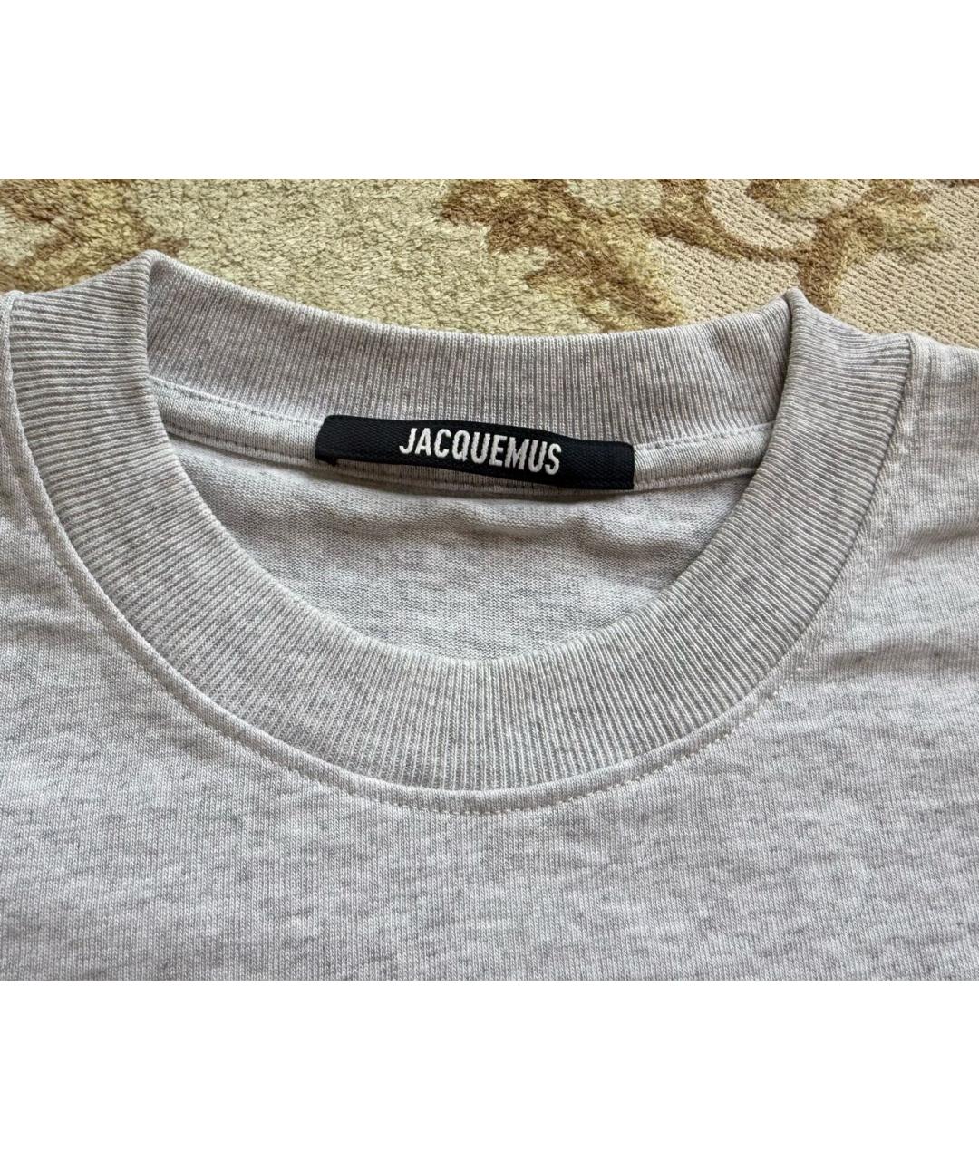 JACQUEMUS Серая хлопковая футболка, фото 2