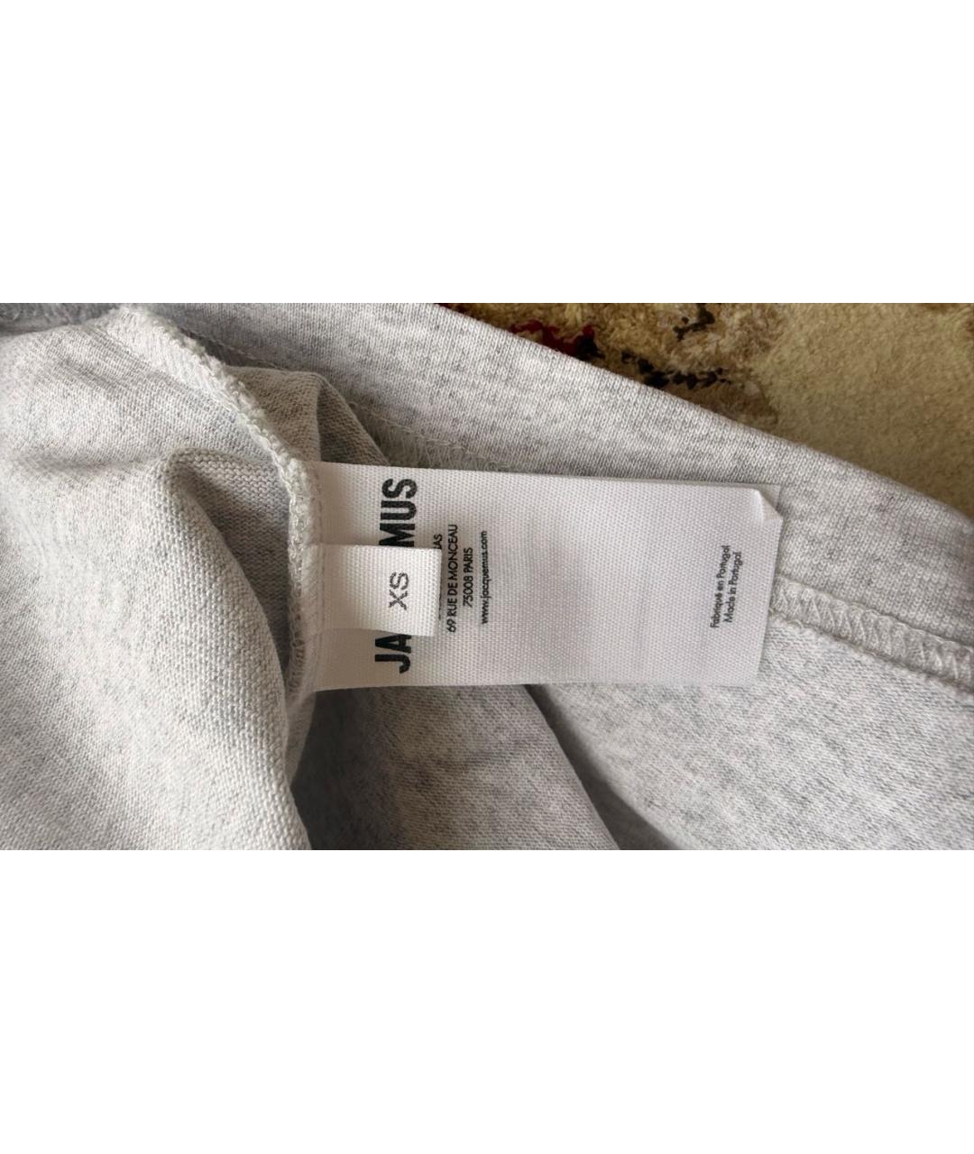 JACQUEMUS Серая хлопковая футболка, фото 4