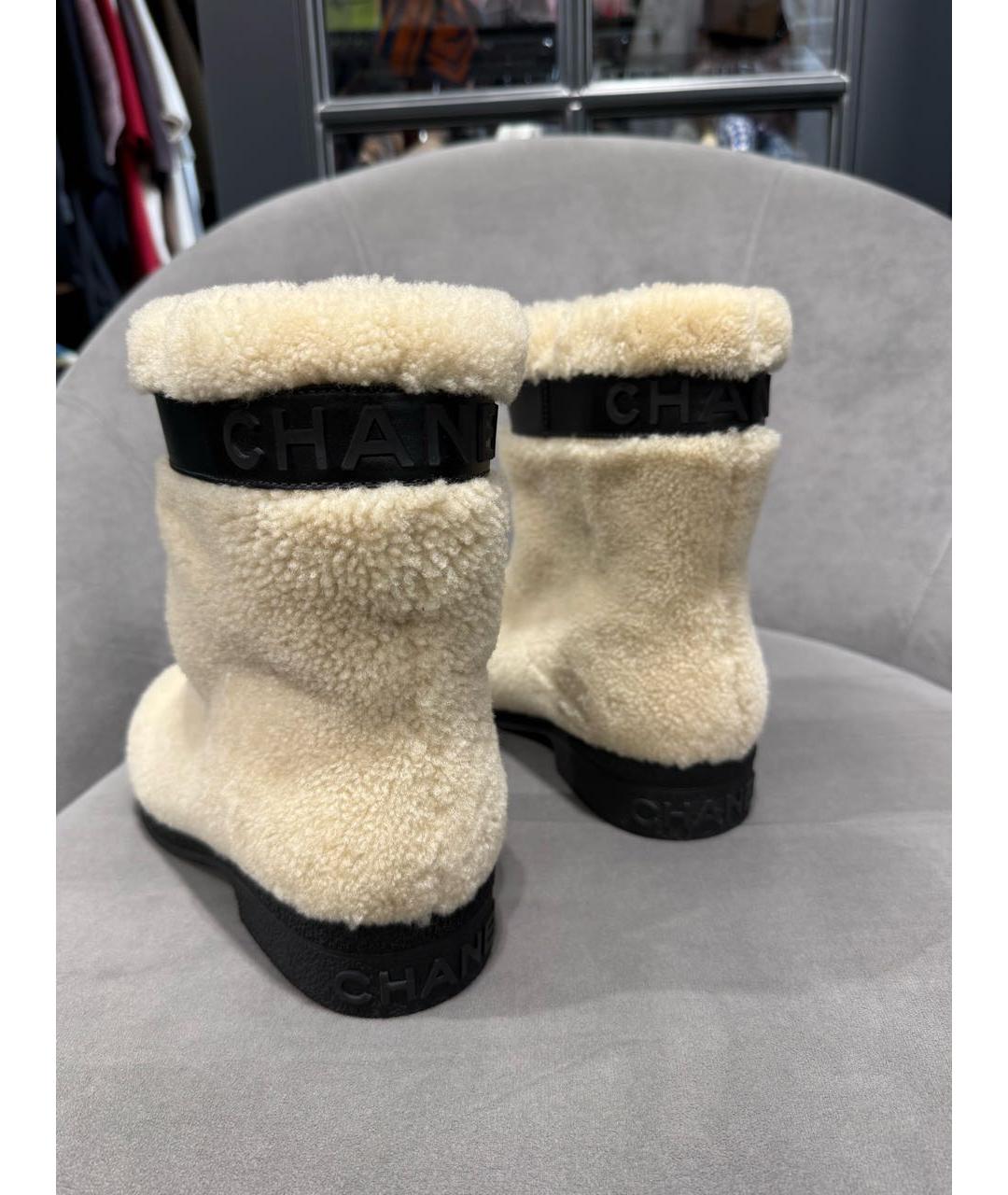 CHANEL Бежевые кожаные полусапоги, фото 3