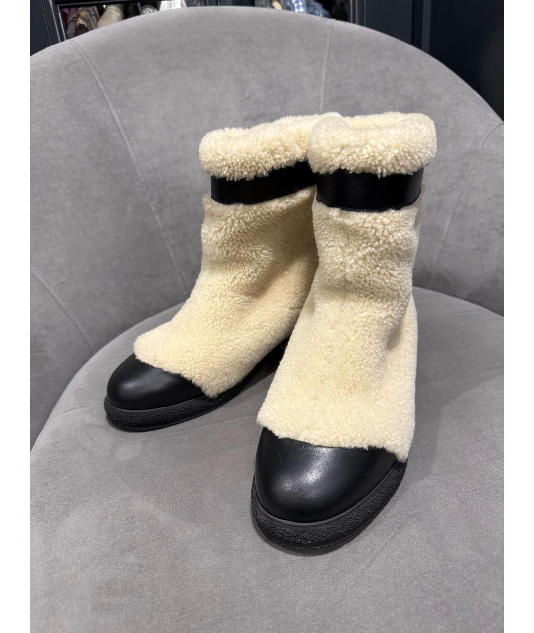 CHANEL Бежевые кожаные полусапоги, фото 4