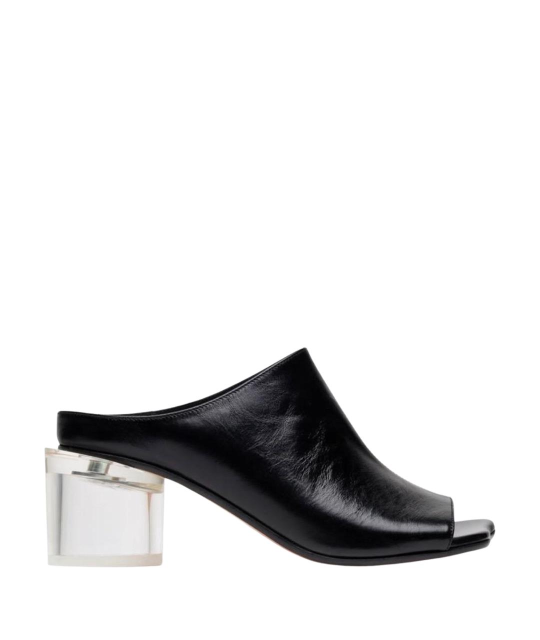 MM6 MAISON MARGIELA Черные кожаные сабо, фото 1