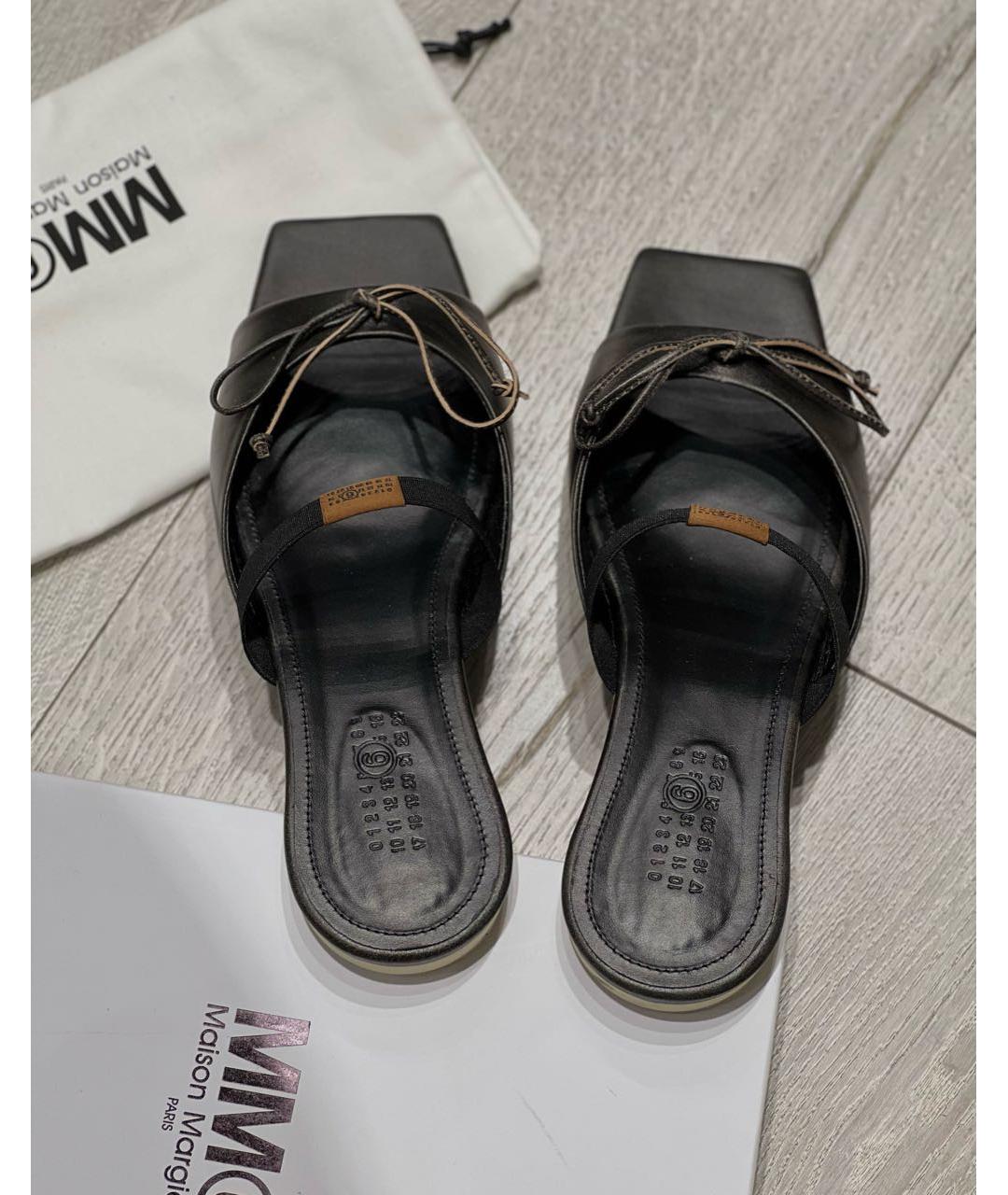 MM6 MAISON MARGIELA Черные кожаные сабо, фото 3