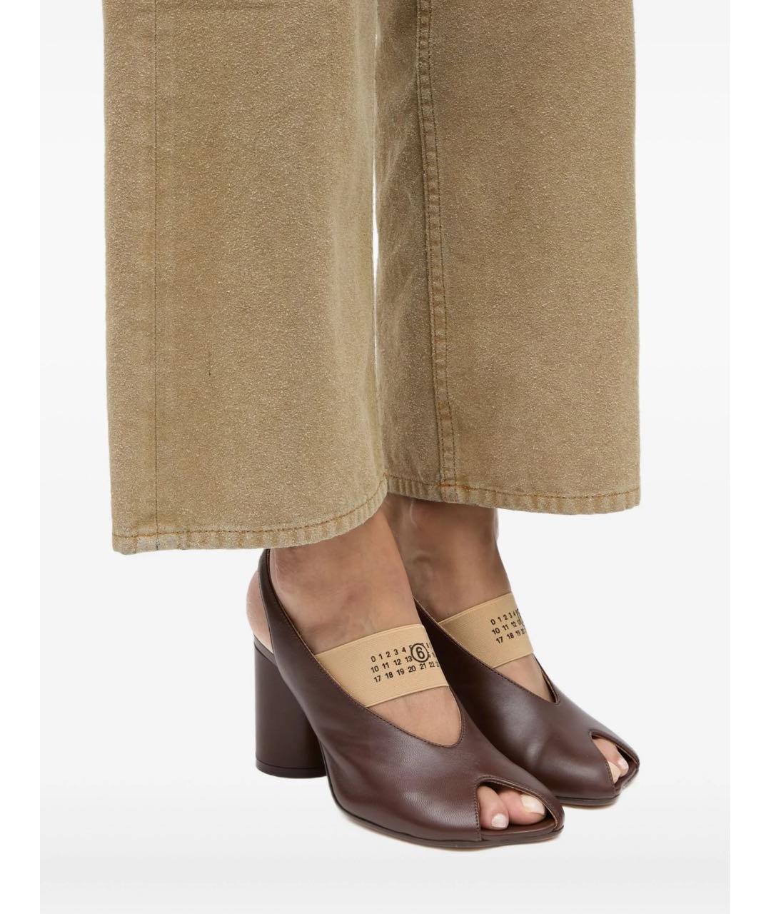 MM6 MAISON MARGIELA Коричневые кожаные босоножки, фото 6