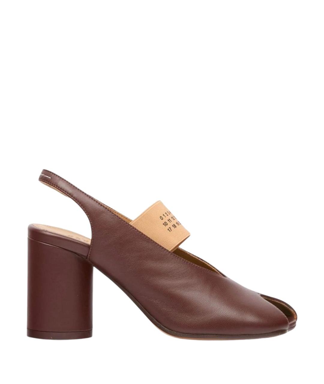 MM6 MAISON MARGIELA Коричневые кожаные босоножки, фото 1