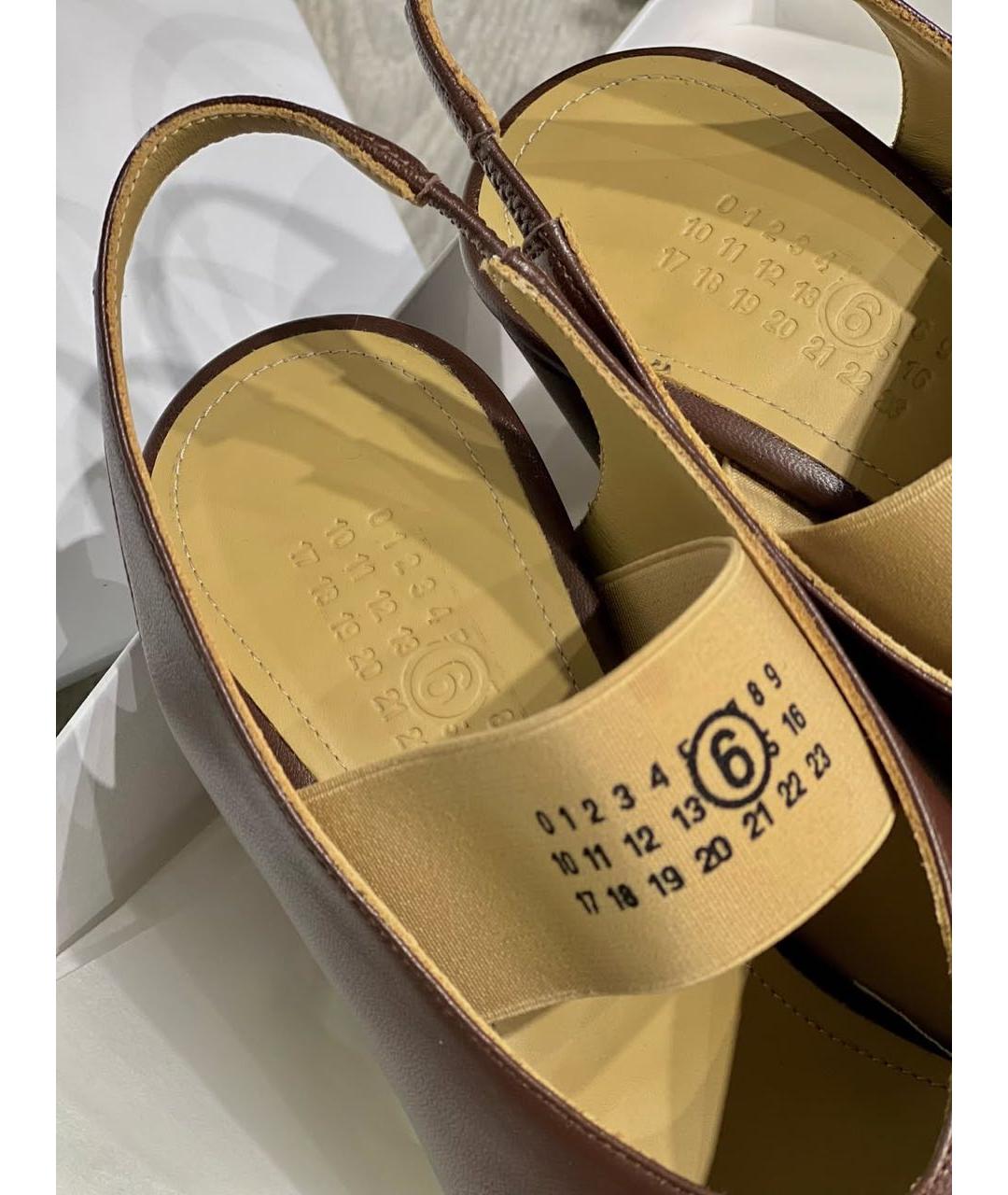 MM6 MAISON MARGIELA Коричневые кожаные босоножки, фото 8