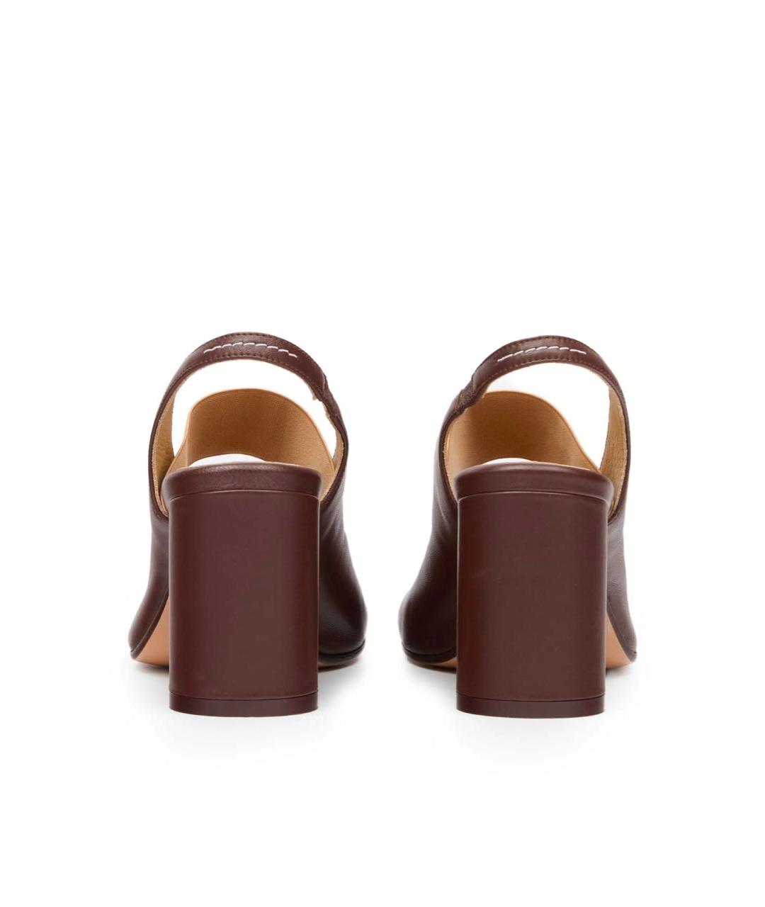 MM6 MAISON MARGIELA Коричневые кожаные босоножки, фото 5