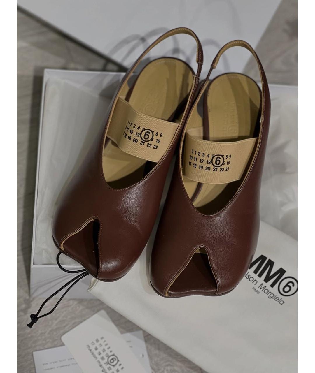 MM6 MAISON MARGIELA Коричневые кожаные босоножки, фото 2