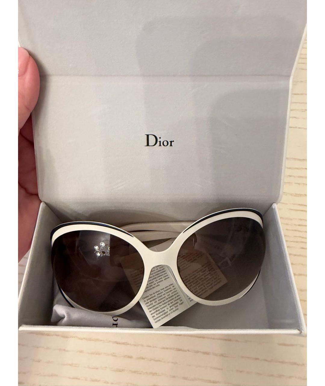 CHRISTIAN DIOR Белые пластиковые солнцезащитные очки, фото 5