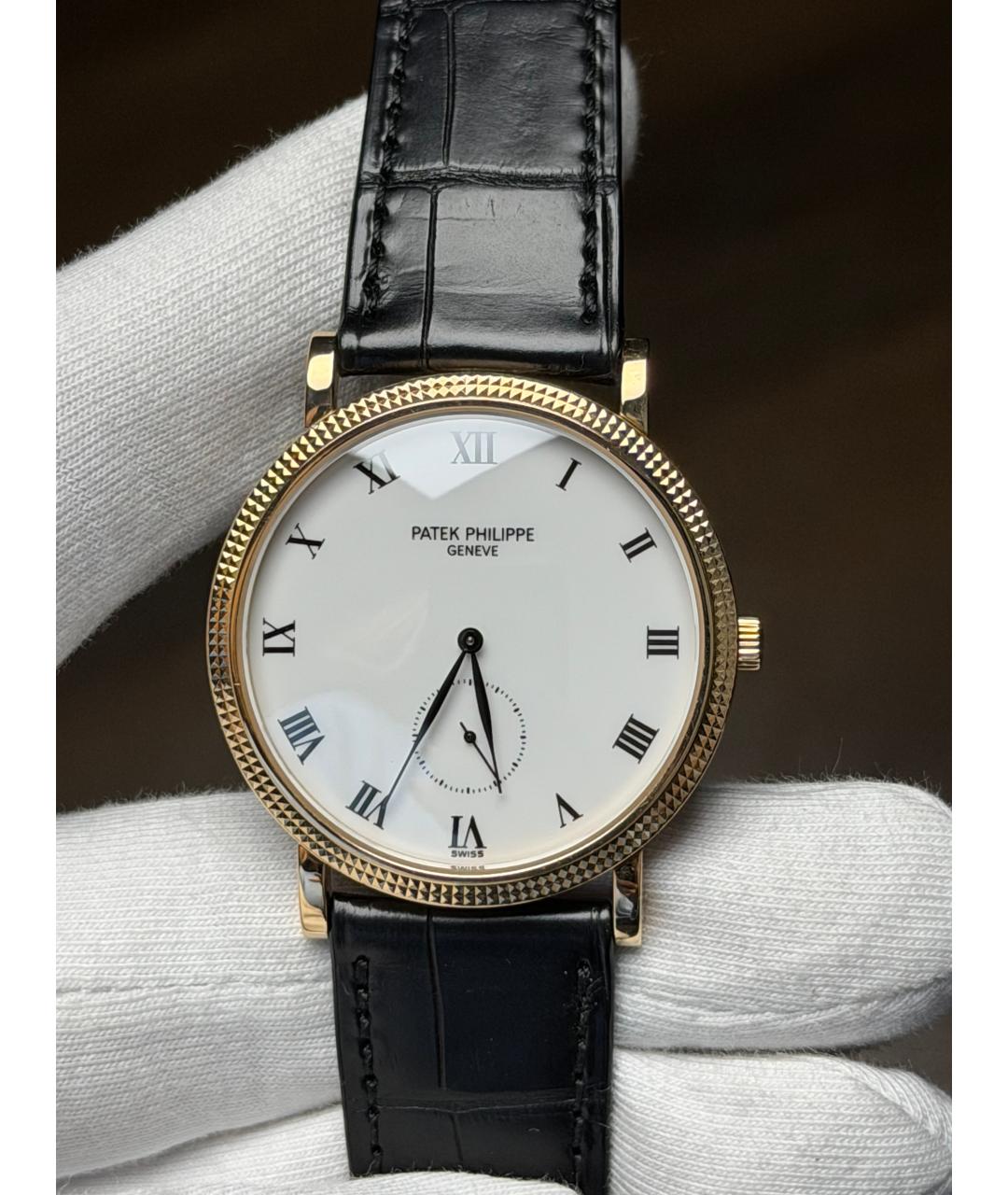 PATEK PHILIPPE Белые часы из желтого золота, фото 3
