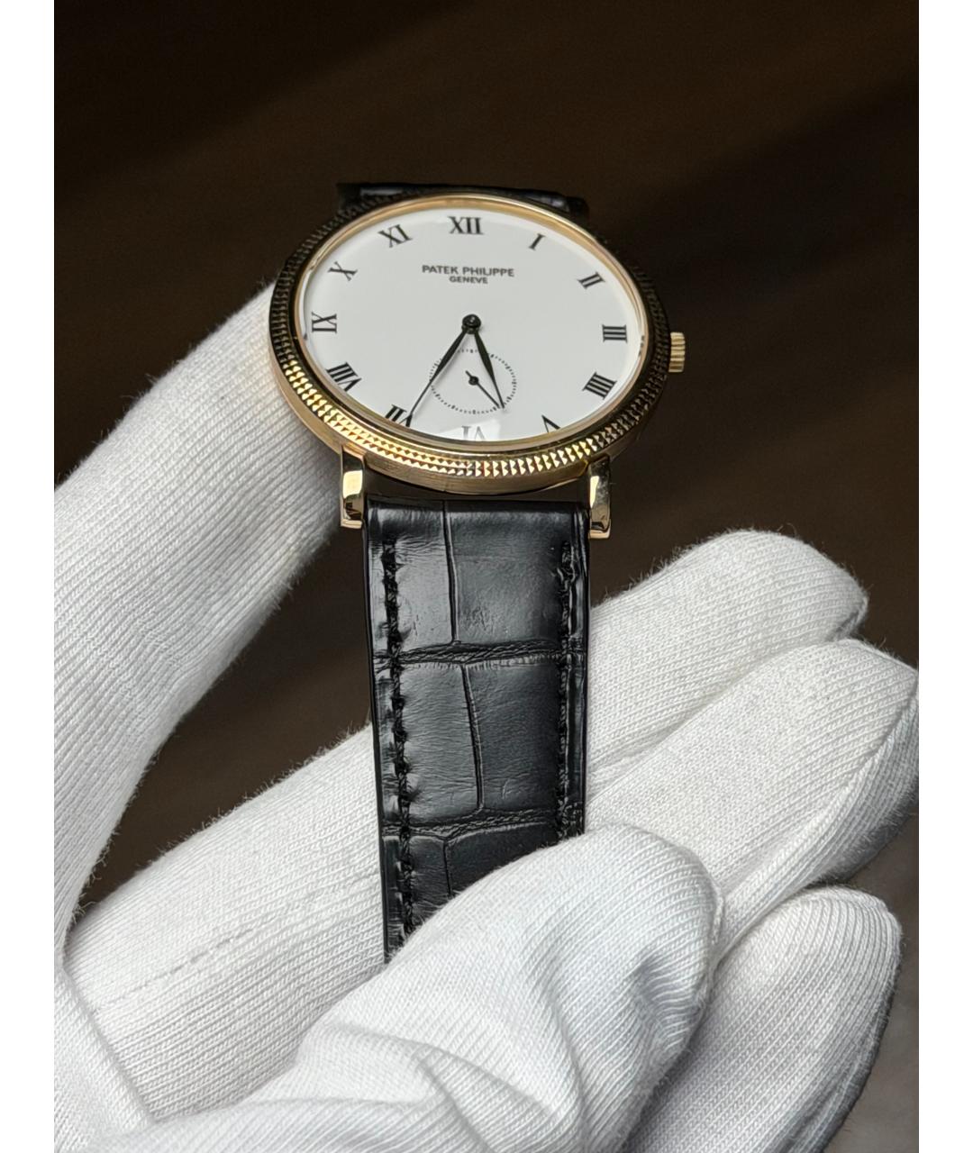PATEK PHILIPPE Белые часы из желтого золота, фото 5