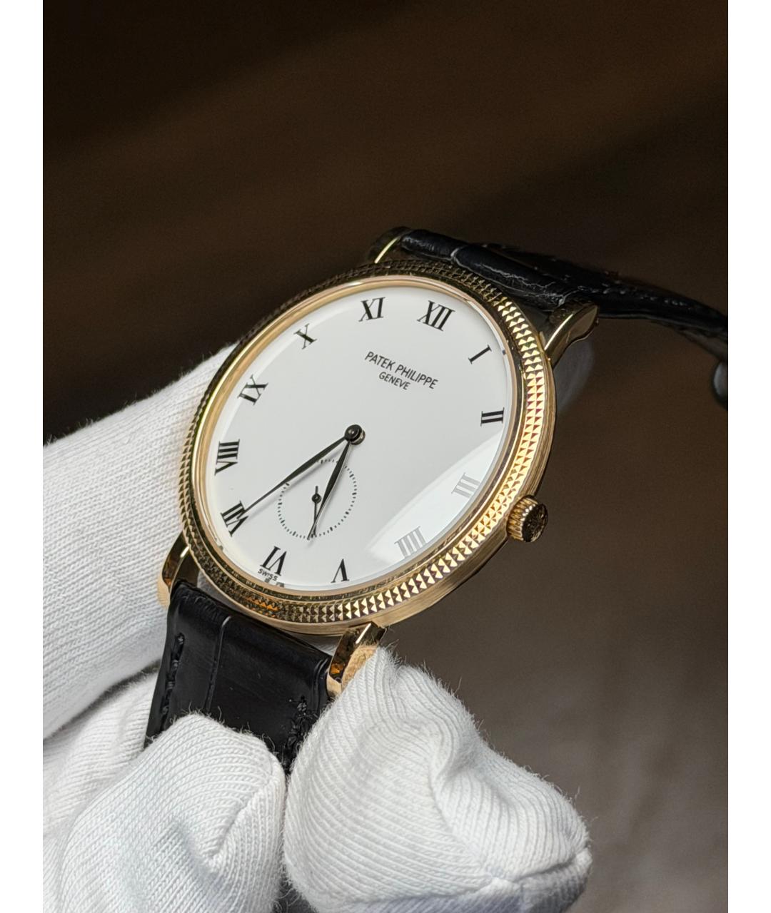 PATEK PHILIPPE Белые часы из желтого золота, фото 4