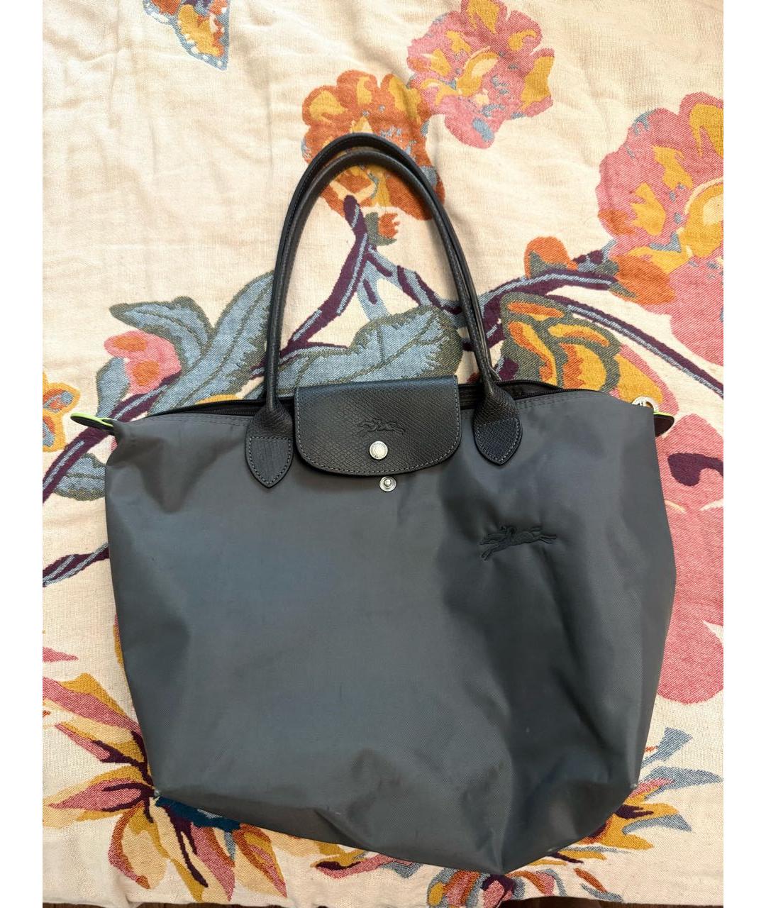 LONGCHAMP Антрацитовая тканевая сумка тоут, фото 9