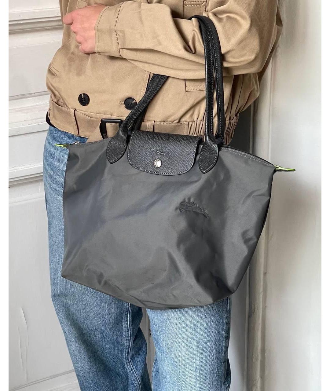 LONGCHAMP Антрацитовая тканевая сумка тоут, фото 5