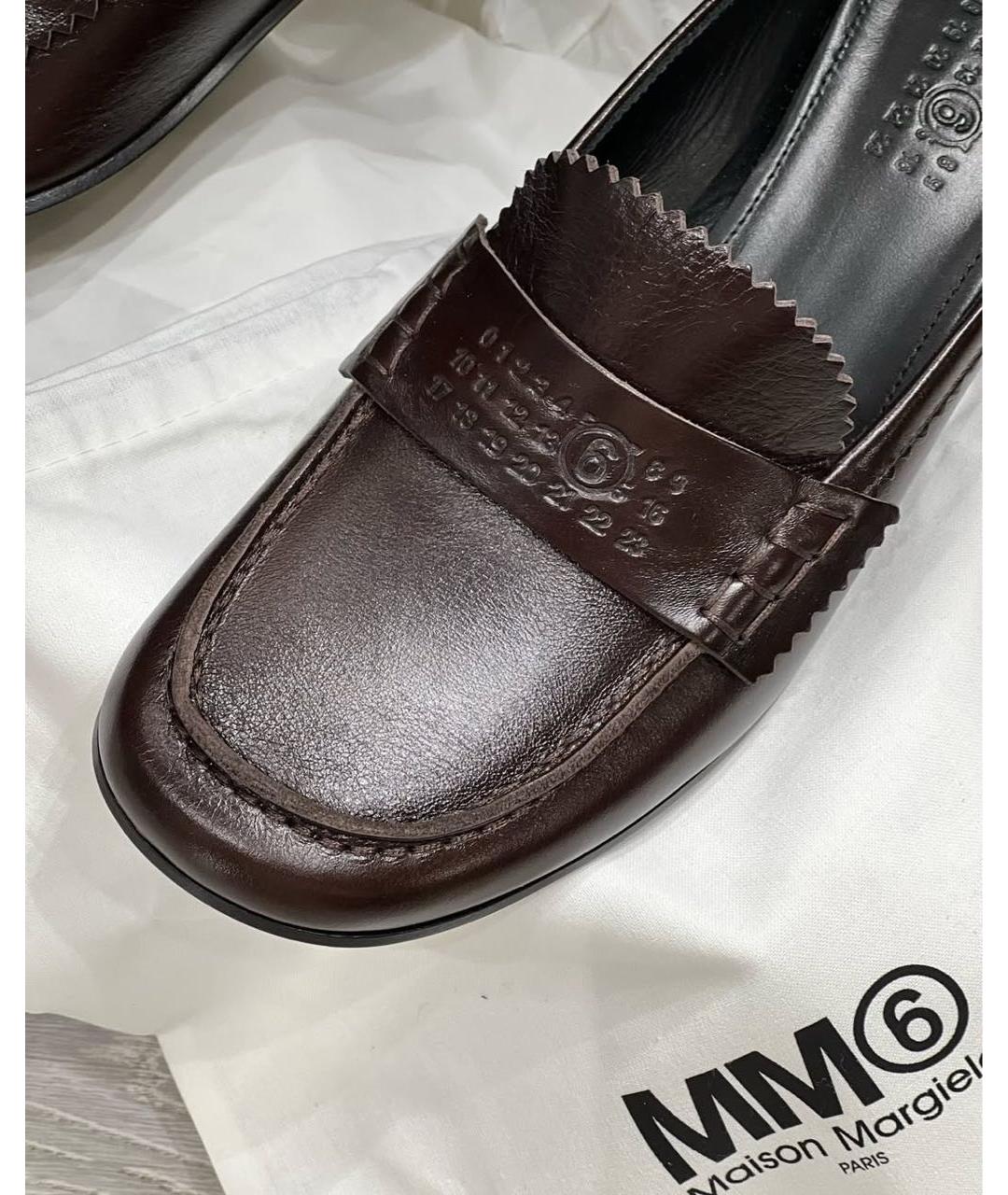 MM6 MAISON MARGIELA Коричневые кожаные мюли, фото 5