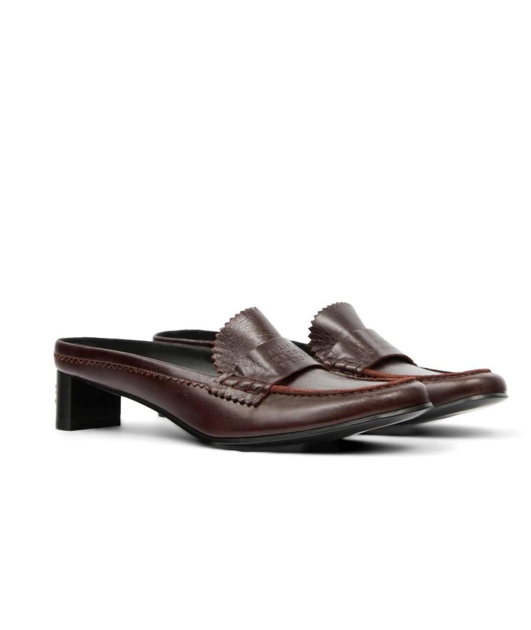 MM6 MAISON MARGIELA Коричневые кожаные мюли, фото 9