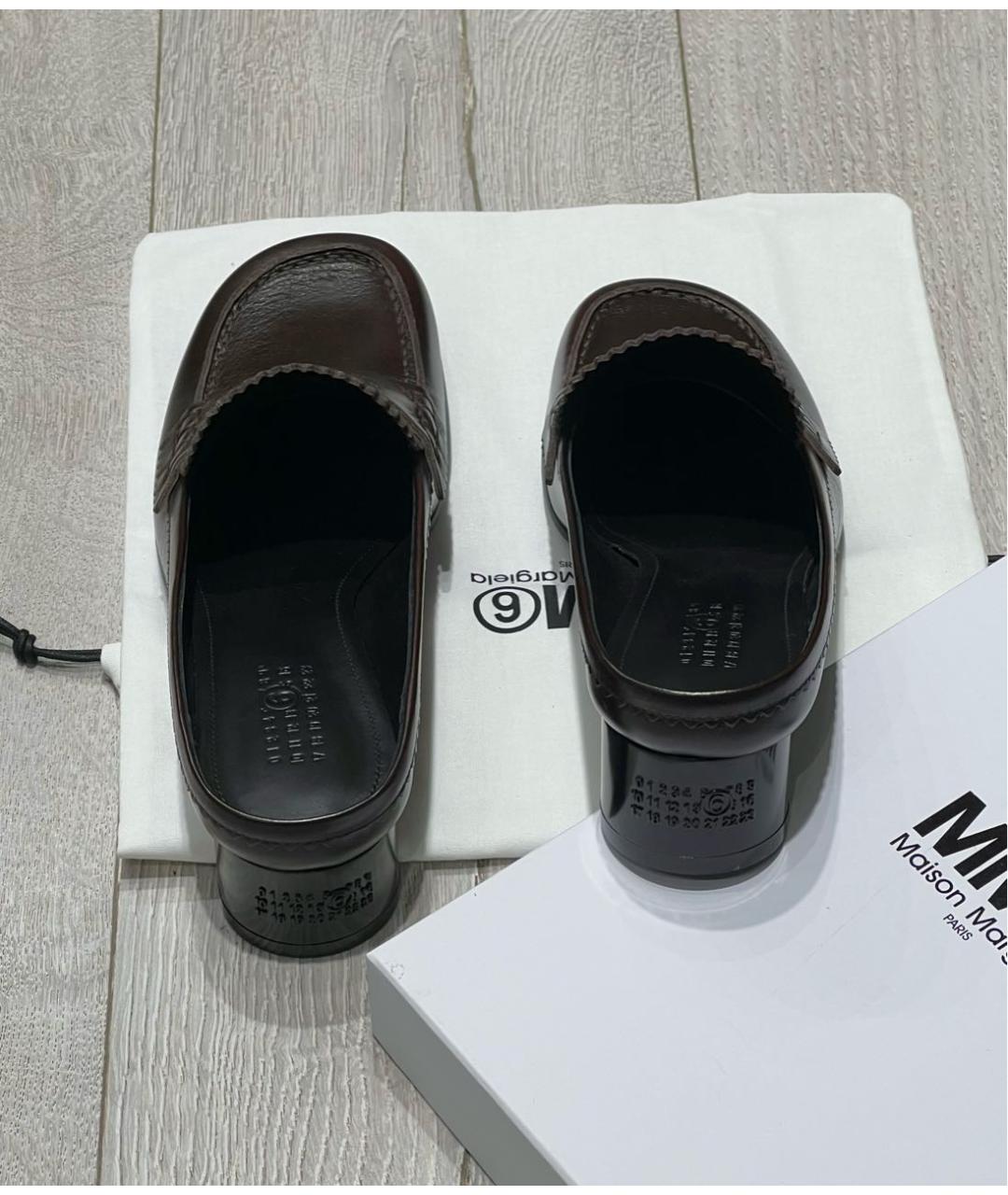MM6 MAISON MARGIELA Коричневые кожаные мюли, фото 8