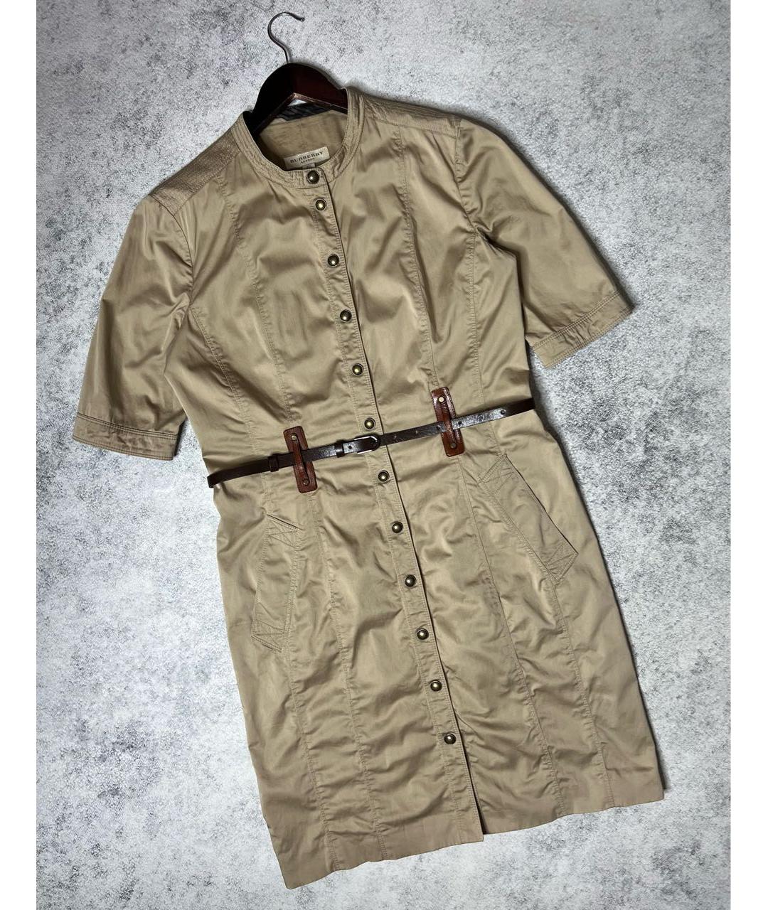 BURBERRY Бежевое хлопко-эластановое платье, фото 9