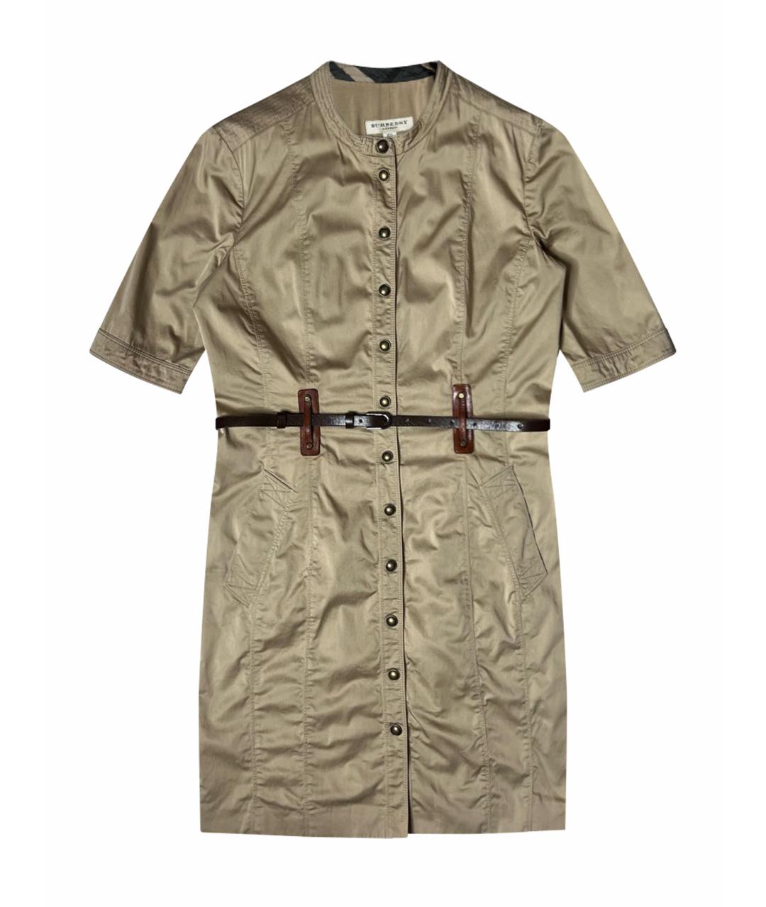 BURBERRY Бежевое хлопко-эластановое платье, фото 1