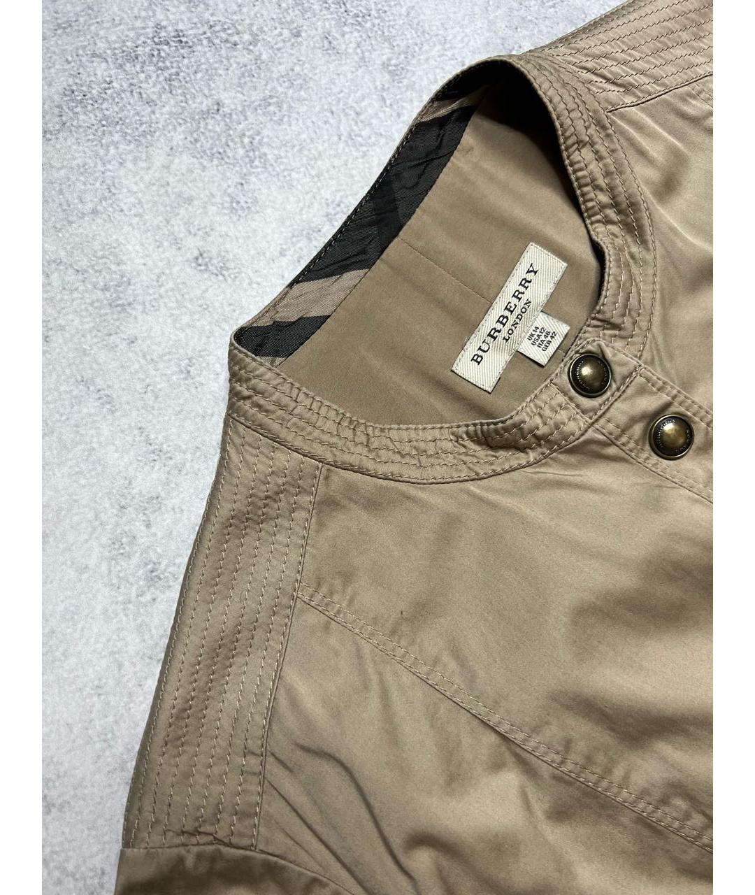 BURBERRY Бежевое хлопко-эластановое платье, фото 6
