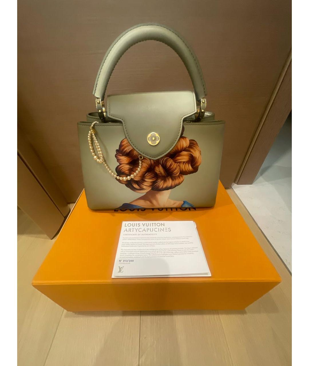 LOUIS VUITTON Зеленая кожаная сумка с короткими ручками, фото 4