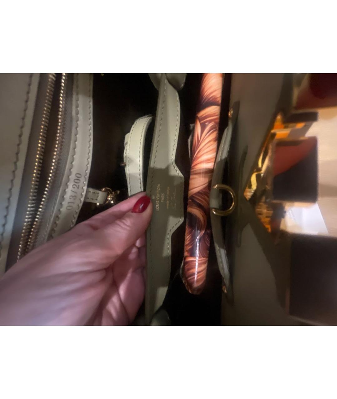 LOUIS VUITTON Зеленая кожаная сумка с короткими ручками, фото 3