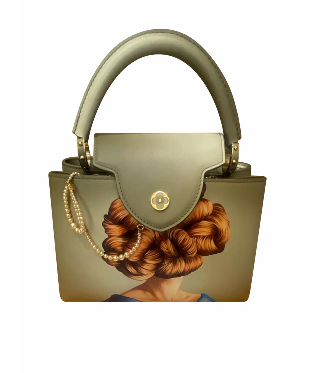 LOUIS VUITTON Зеленая кожаная сумка с короткими ручками, фото 1