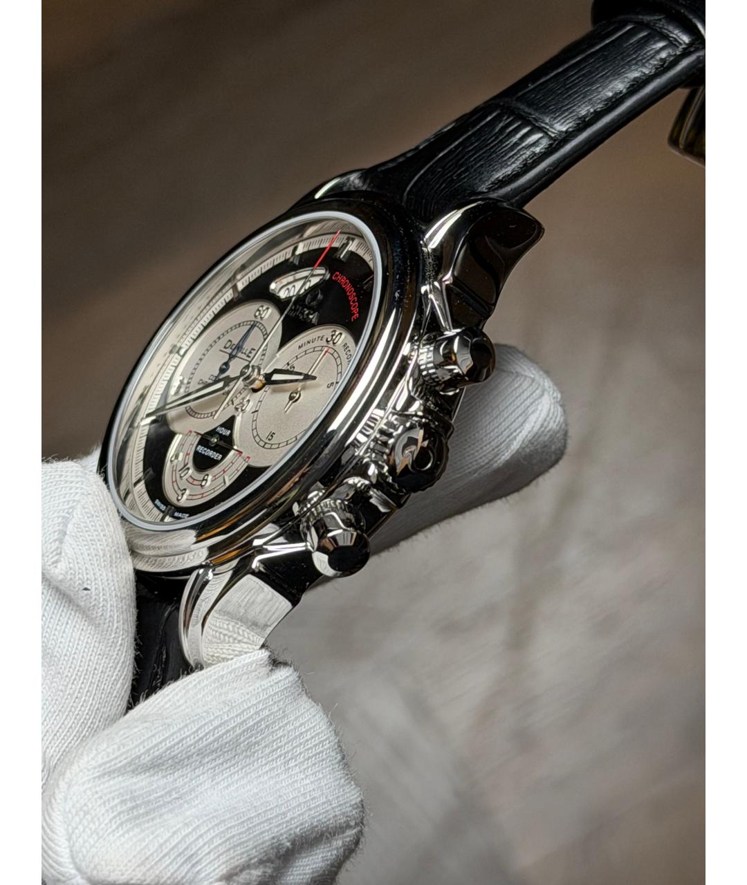 OMEGA Черные часы, фото 4