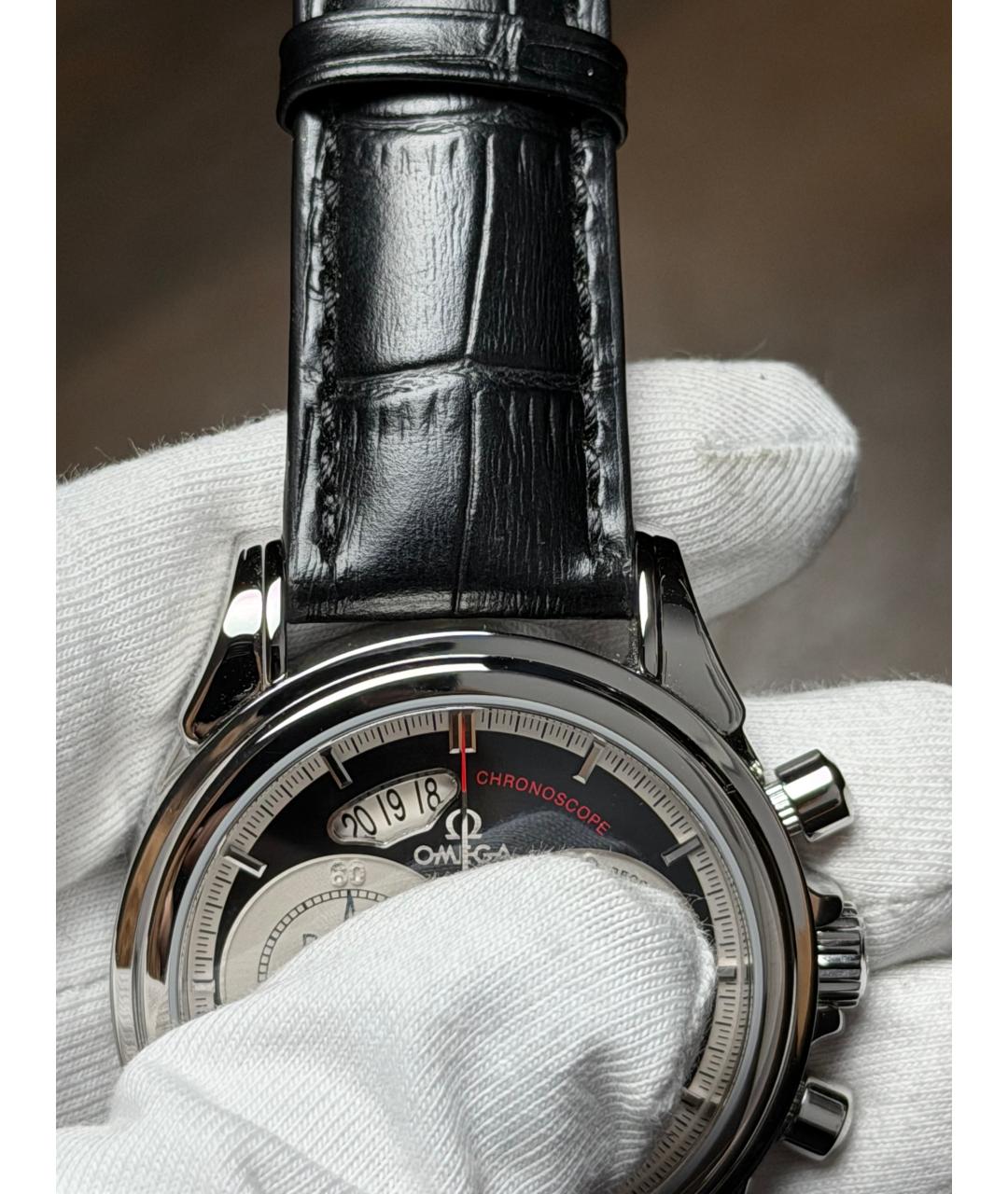OMEGA Черные часы, фото 7