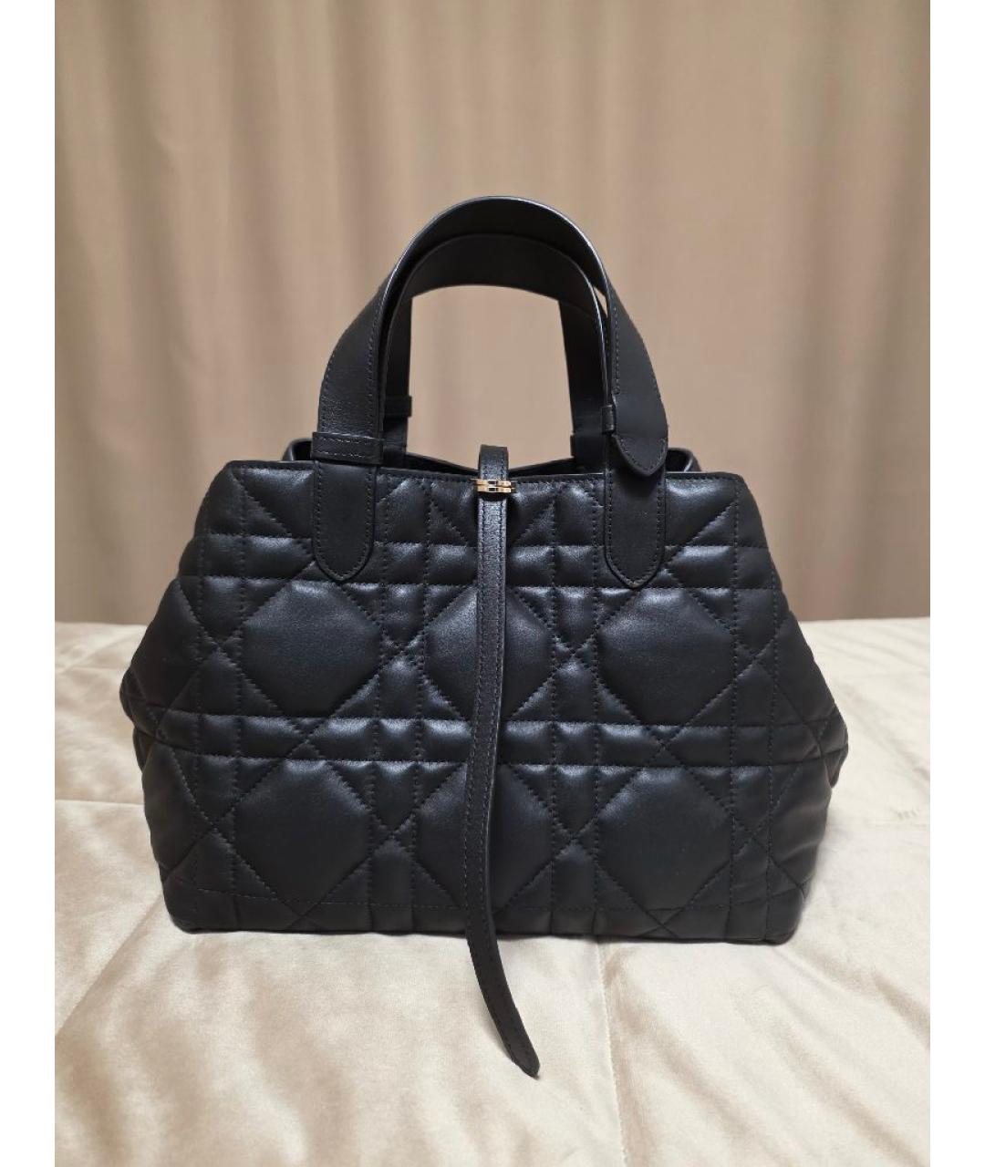 CHRISTIAN DIOR Черная кожаная сумка с короткими ручками, фото 3